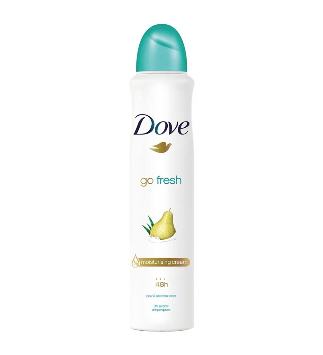 اسپری ضد تعریق داو با رایحه گلابی و آلوئه ورا مدل Go Fresh حجم 250 میلی لیتر