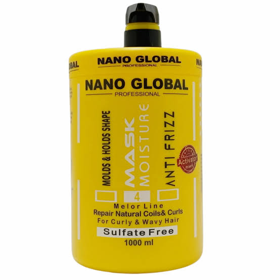 ماسک بدون سولفات احیا کننده مو نانوگلوبال Nano Global مناسب موهای فر و مجعد حجم 1000ml